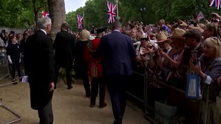 Prince Charles greets crowd outside Buckingham Palace