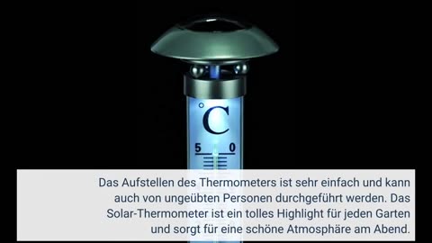 Solar Gartenthermometer mit LED-Beleuchtet | 112cm groß | kalt-weiß beleuchtet | Außenthermometer