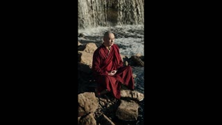 How to Meditate , A monk meditating Near a Waterfall