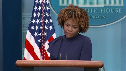 White House press secretary Karine Jean-Pierre speaks to the press.