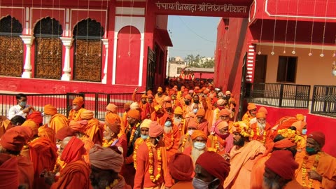 Saints of Niranjani Akhara enter the city in Kumbh Mela Haridwar