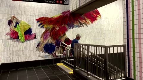 Artist Nick Cave's mosaic unveiled in NY subway