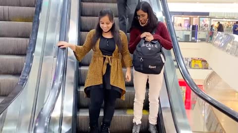 Indian prank funny video escalator prank...