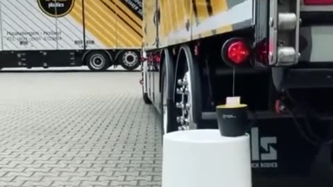 Expert truck driver managed to put the tea into the glass