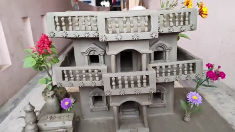 Dry miniature clay house ,build perfect 2 story house,technology video..