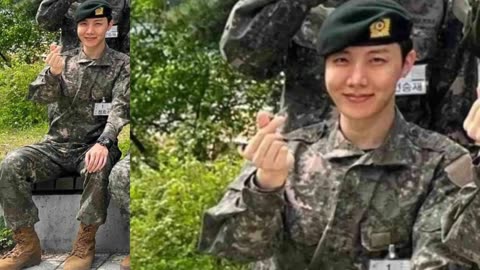 BTS’s J-Hope Poses With His Drawing For Parents’ Day On The Official Korean Military App