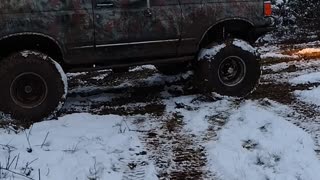 Failed hill climb in the snow