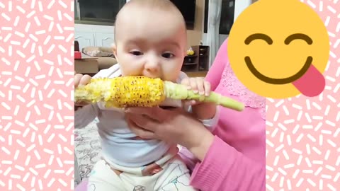 Delicious corn and cute baby