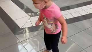 Little Girl Conquers Her Fear of Floor Tiles