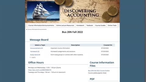 Bus 20N Class Website Overview Fall 2022