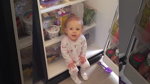 What happened when baby Open the fridge