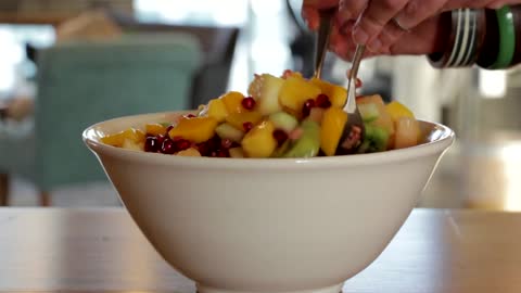 Delicious mixing fruit on a bowl