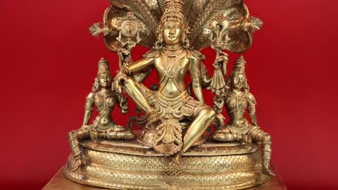 26" Sheshanaga Aureole Of Seated Lord Vishnu | Handmade | Made In South India | Exotic India Art