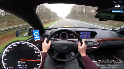 Mercedes S63 AMG W221 TOP SPEED on AUTOBAHN 189MPH/302KMH /MIRRORED/
