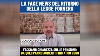 🔴 Sen. Claudio Borghi: la notizia del ritorno della legge Fornero è FALSA!
