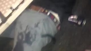 Guy passed out under white table drop table