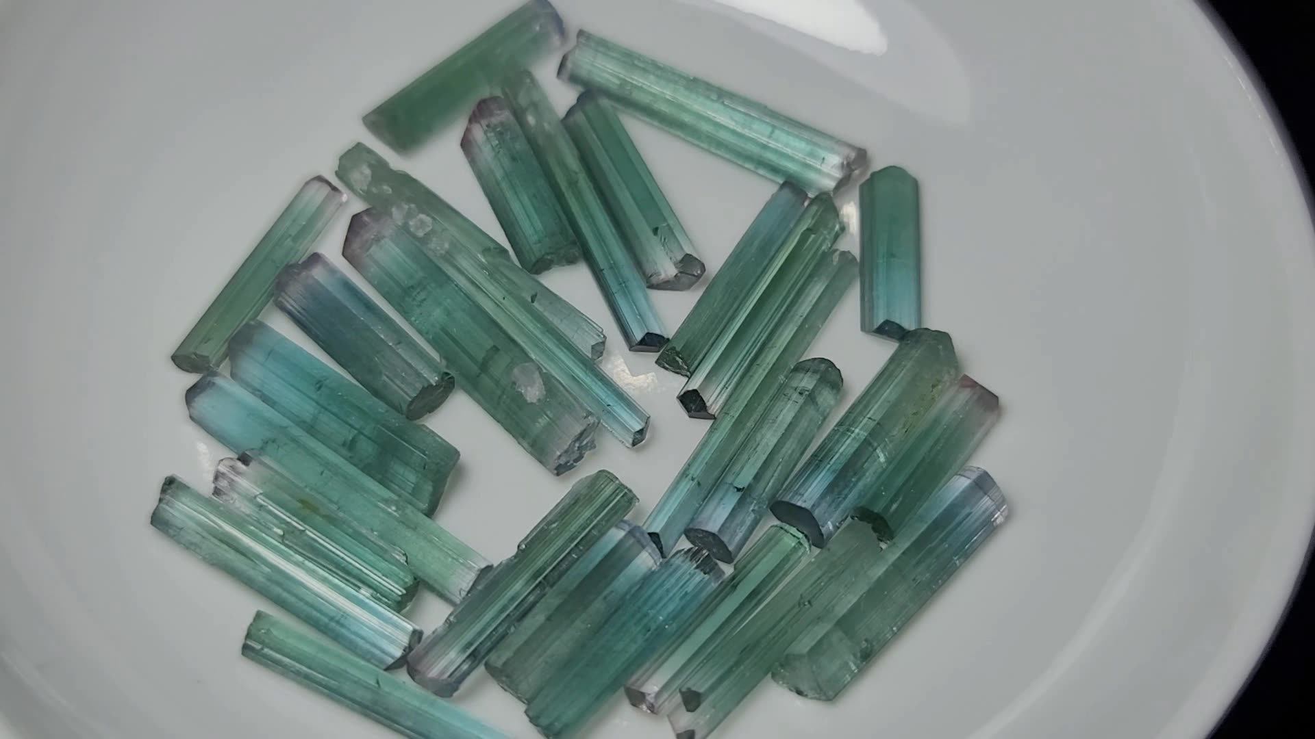 Bi colour Indicolite (blue) Tourmaline crystals gems