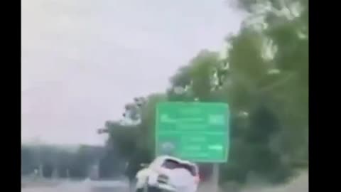 ⚠️⚠️⚠️ car destroys motorway signs ⚠️⚠️⚠️