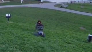 Wipeout for Kid Pulled by RC Car