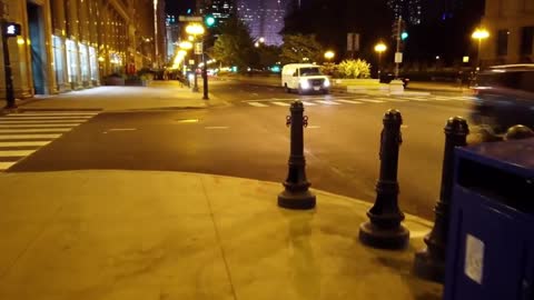 Chicago night view, street view, city night view