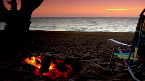 Campfire & Beach Relaxing Music Relaxing Calm Music Soothing Music Ocean Wave Sounds