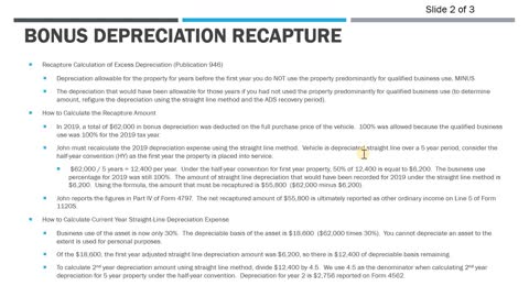 Bonus Depreciation Recapture - When Business Use Falls Below 50%