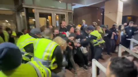 Chaos erupts outside the Democratic National Committee headquarters in Washington DC