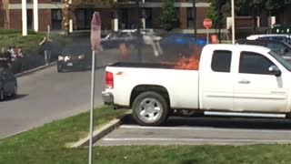 Truck on Fire in McDonald’s Parking Lot