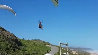 Paraglider Performs Precise Landing