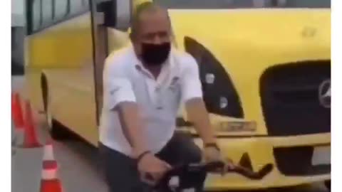 Bus drivers on bycicle