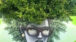 beautiful pictures graffiti with nature (trees, plants, flowers). .