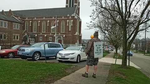 Easter Sunday preaching outside St. Paul ELCA Lutheran Church