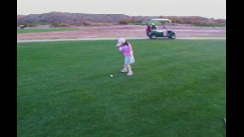 First Time Golfer Hits Her Dad In The Face With Golf Ball