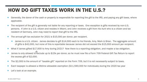 How do U.S. Gift Taxes Work? IRS Form 709 Example