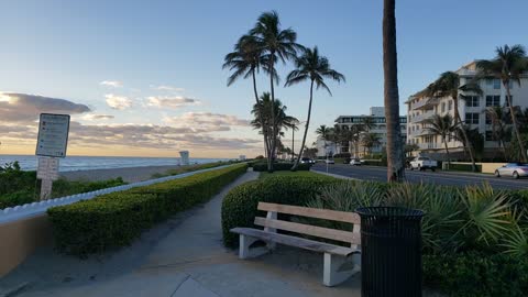 South Ocean Blvd, sidewalk, seawall - Palm Beach, Florida