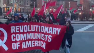 Communists marching in Brooklyn, New York City.