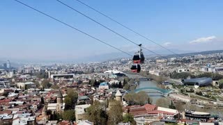 A cable car in one of the cities of Georgia