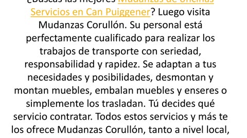 Consigue las mejores Mudanzas de oficinas Servicios en Can Puiggener