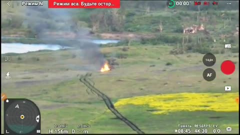 Russian drone operator attempts to guide friendly tank column through a minefield