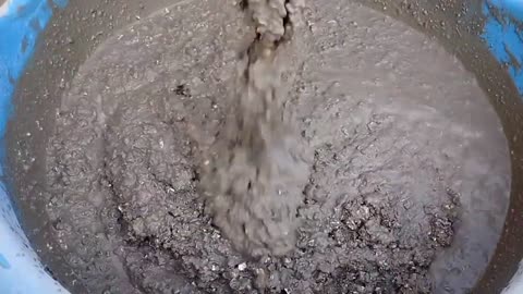 Masterpiece: White Gritty Reused Pure Cement Crumbling in Water , ASMR satisfying crushing