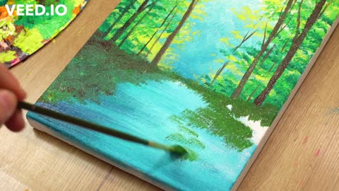 How To Paint Forest with Sunlight _ Acrylic Painting for Beginners _ STEP by STEP