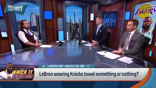 LeBron wears Knicks towel after win, Does this mean something or nothing NBA FIRST THINGS FIRST