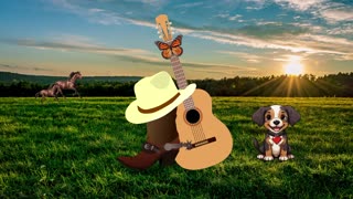 Country Pup Digital Art w/ Country Style Background Music