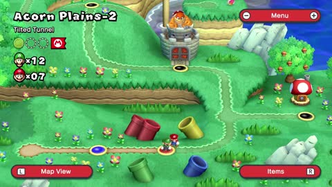 New Super Mario Bros. U Deluxe Acorn Plains - 2 Tilted tunnel