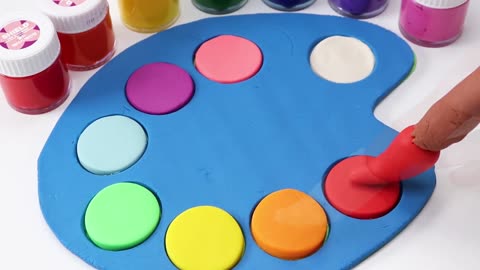 DIY How to Make Rainbow Art Palette and Color Brush with Play Doh