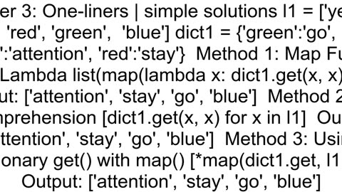 How to replace elements in python list by values from dictionary if listelement dictkey