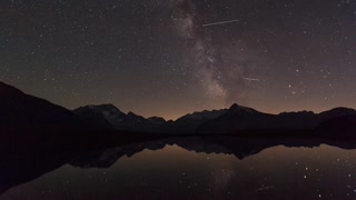 Beautiful Time Lapse Of The Night Sky With Reflections In A Lake