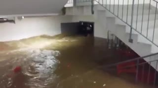 Insane flooding in Croatia fills building's basement