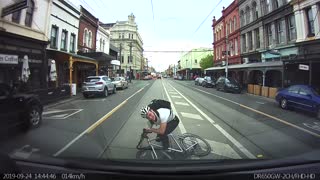 Cyclist Slips and Takes a Spill