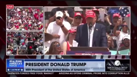 The Crowd sings Happy Birthday to President Trump